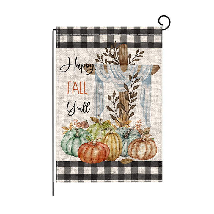 Decorative Burlap Garden Flag Welcome Pumpkin Polka Dot Yard Banner