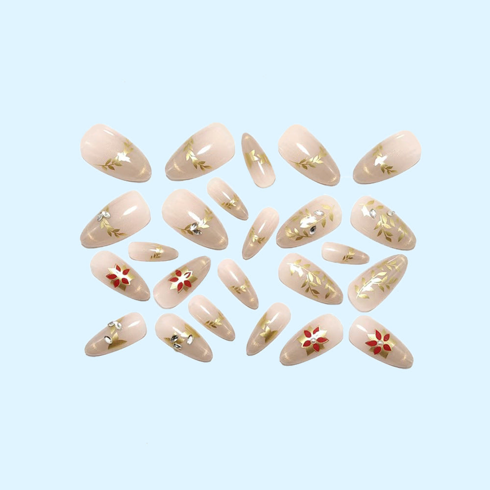 Elegant artificial nails with sparkling floral decorations Stornfield