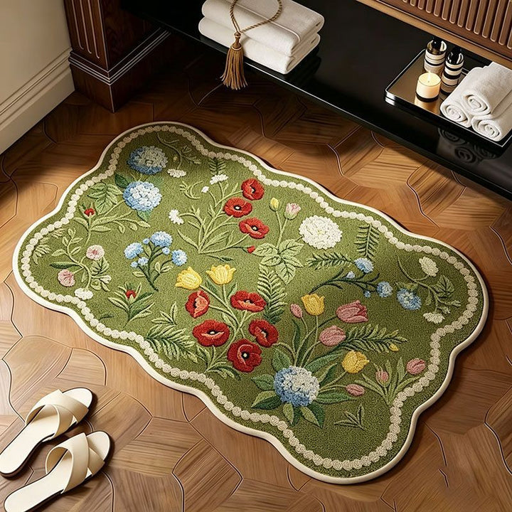Floral Patterned Memory Foam Bath Mat