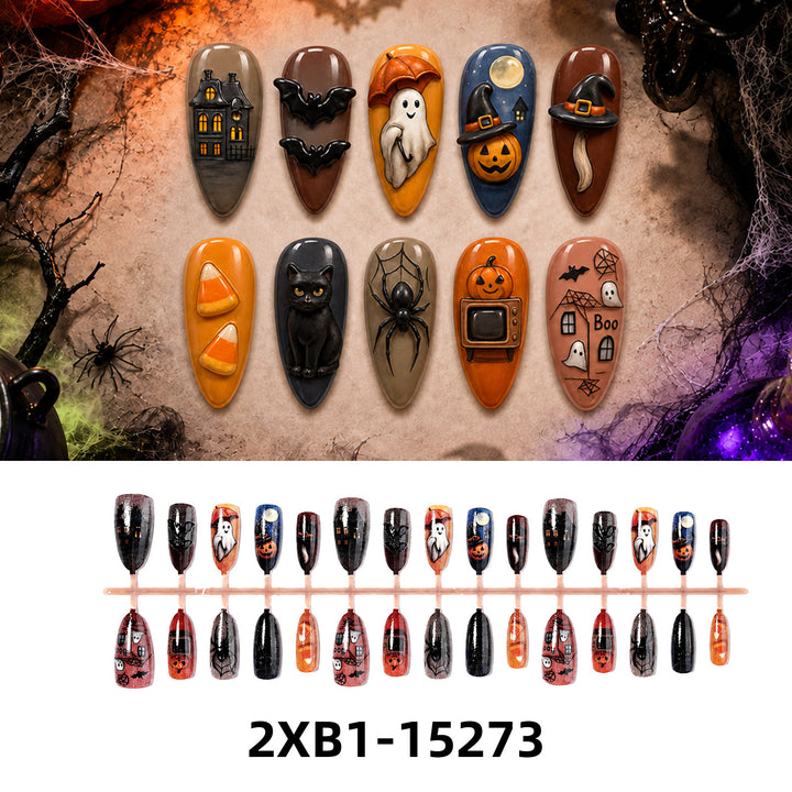 Acrylic nail set with creative Halloween motifs Stornfield