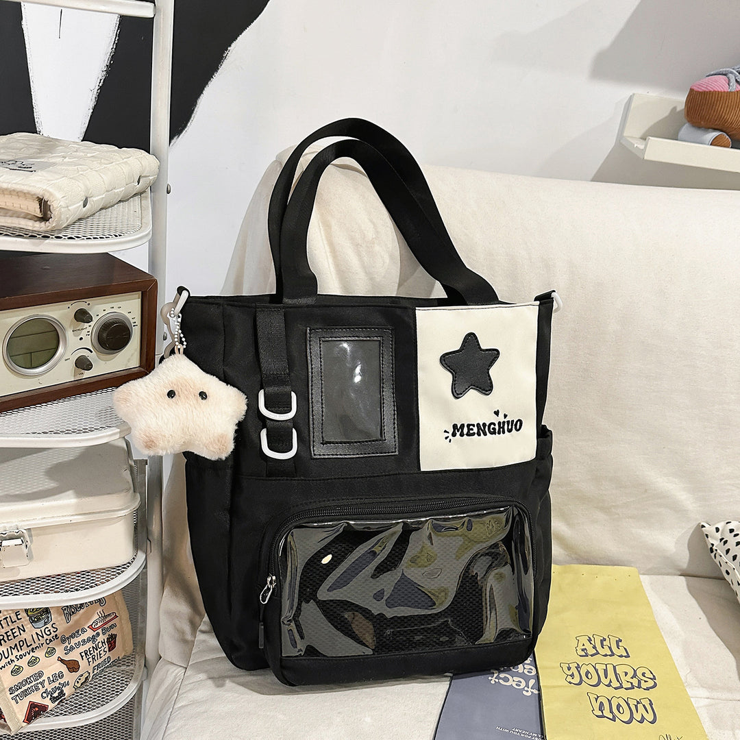 Structured Casual Backpack with Transparent Pocket Stornfield