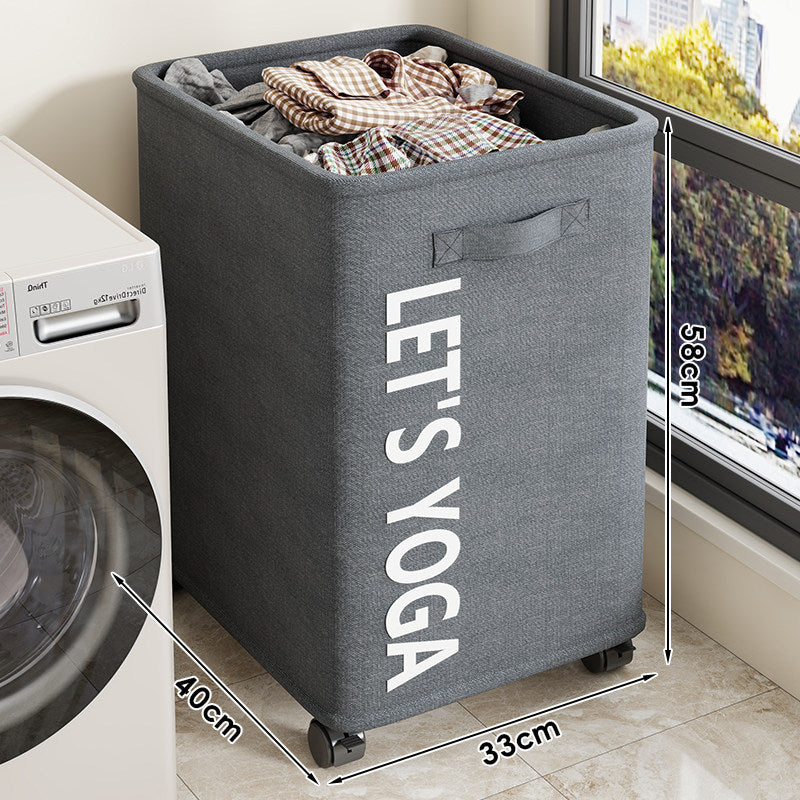 Tall Rectangular Canvas Laundry and Sports Storage Bin Set with Wheels