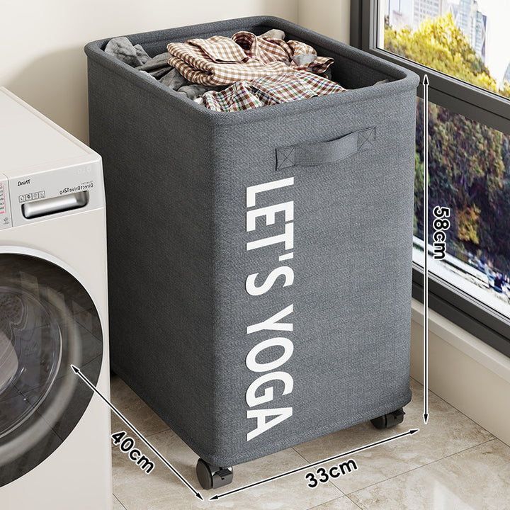Tall Rectangular Canvas Laundry and Sports Storage Bin Set with Wheels