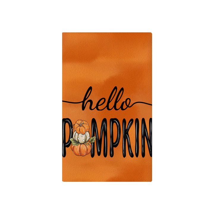 Vertical Buffalo Check Autumn Garden Banner with Painted Pumpkin Illustration