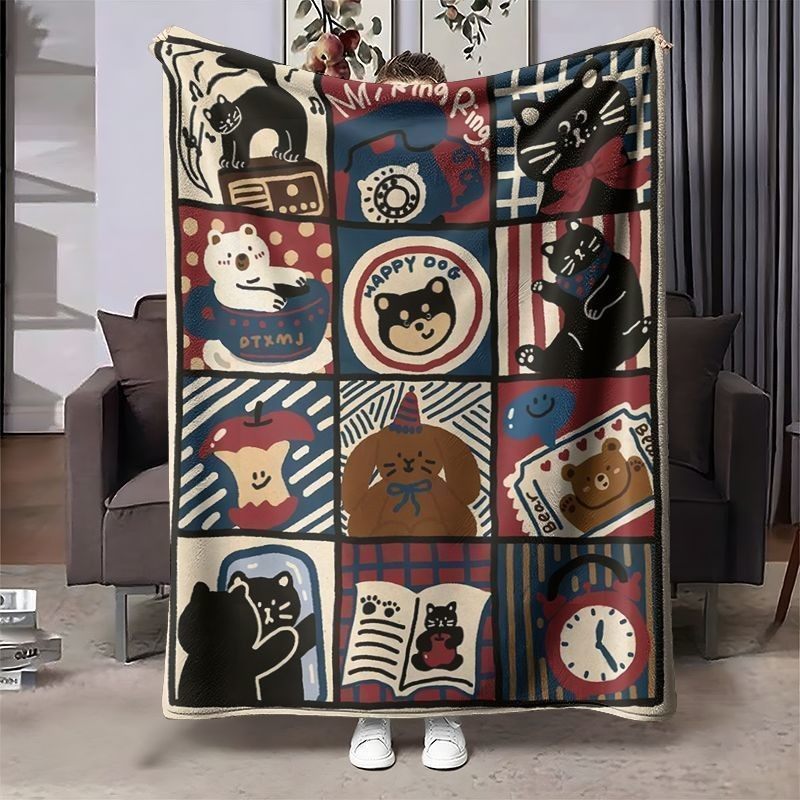 Cozy Cartoon-Themed Fleece Blanket