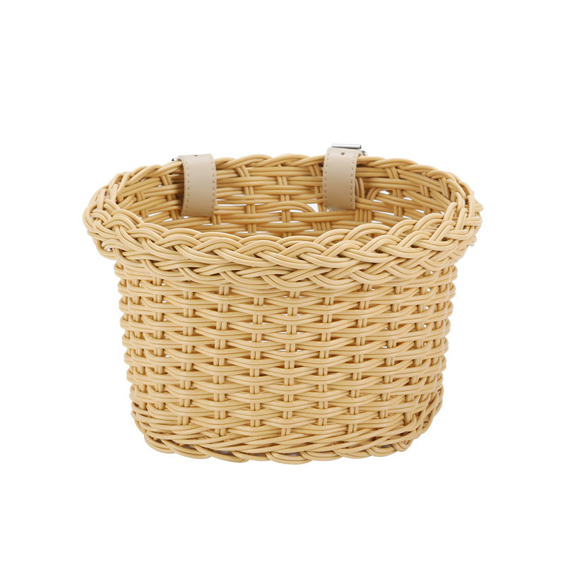 Woven Storage Basket with Vegan Leather Handles Stornfield