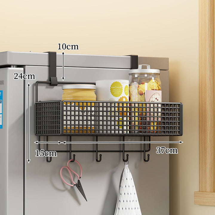 Over-the-Fridge Stacked Metal Mesh Hanging Storage Basket