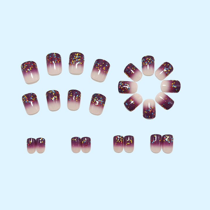 Artificial nails with glitter gradient and colorful accent Stornfield