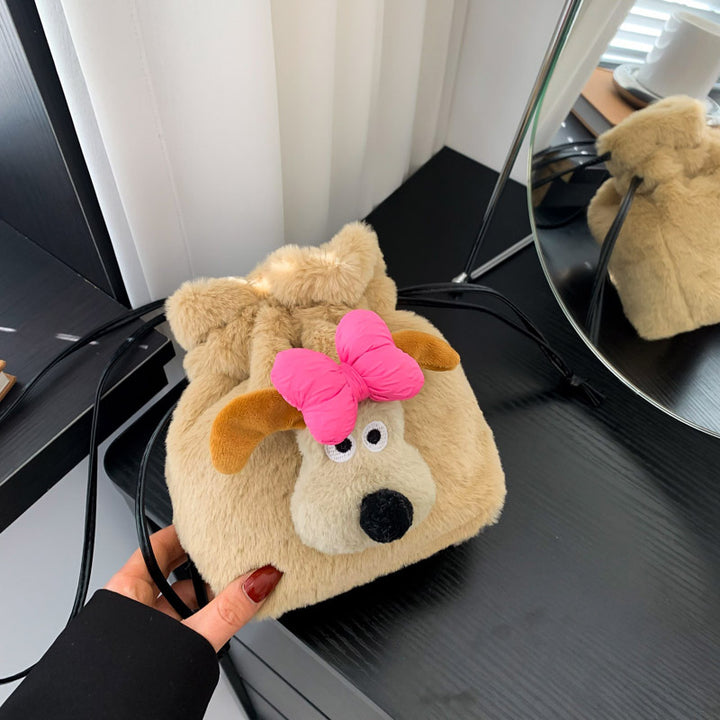 Cute Plush Animal-Themed Crossbody Bag