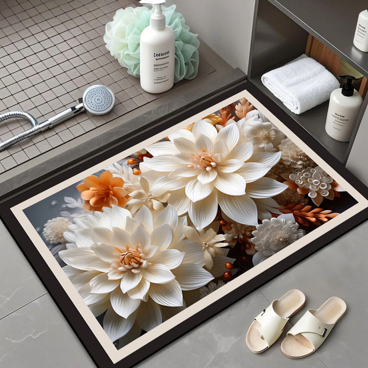 Floral Patterned Memory Foam Bath Mat Stornfield