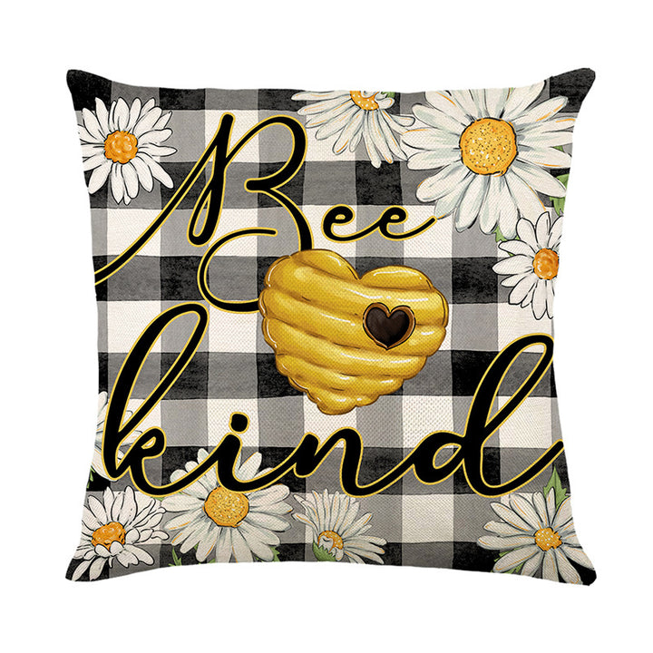 Decorative Throw Pillow Cover Buffalo Check Daisy Pattern