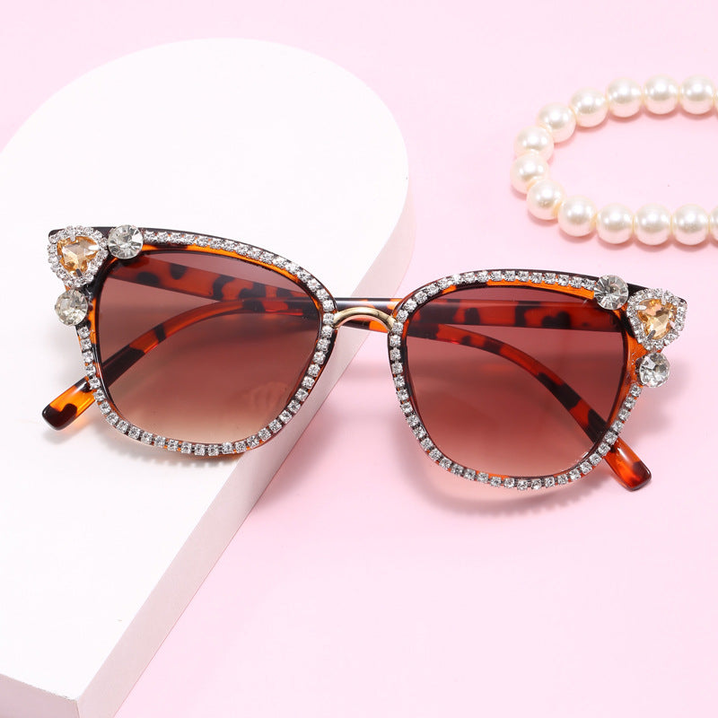 Women's Cat Eye Sunglasses with Sparkling Crystal Decorations Stornfield