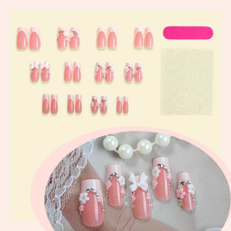 Decorative Press-On Nails Art Set with Floral and Gem Embellishments Stornfield