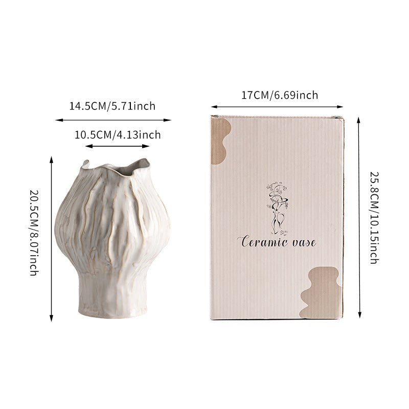 Handmade Textured Ceramic Sculptural Vase