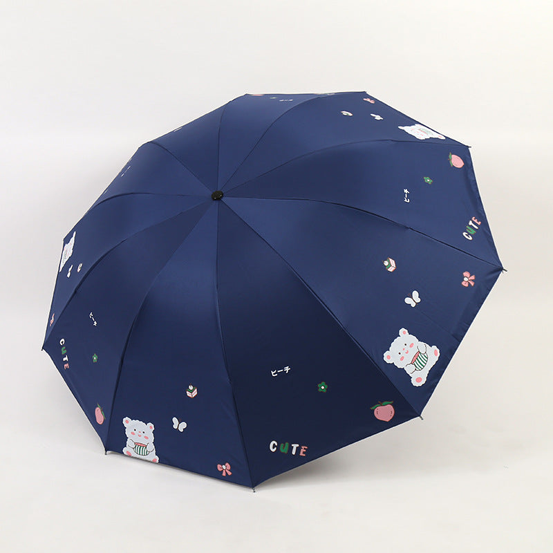 Women's Folding Umbrella with Playful Bear Design Stornfield