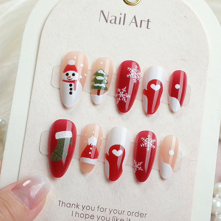 Festive Winter-Themed Press-On Nail Art Set Stornfield