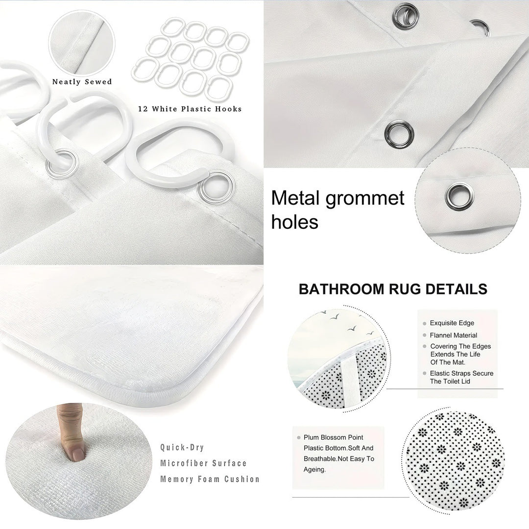 Coastal Lighthouse-Themed Four-Piece Bathroom Set Stornfield