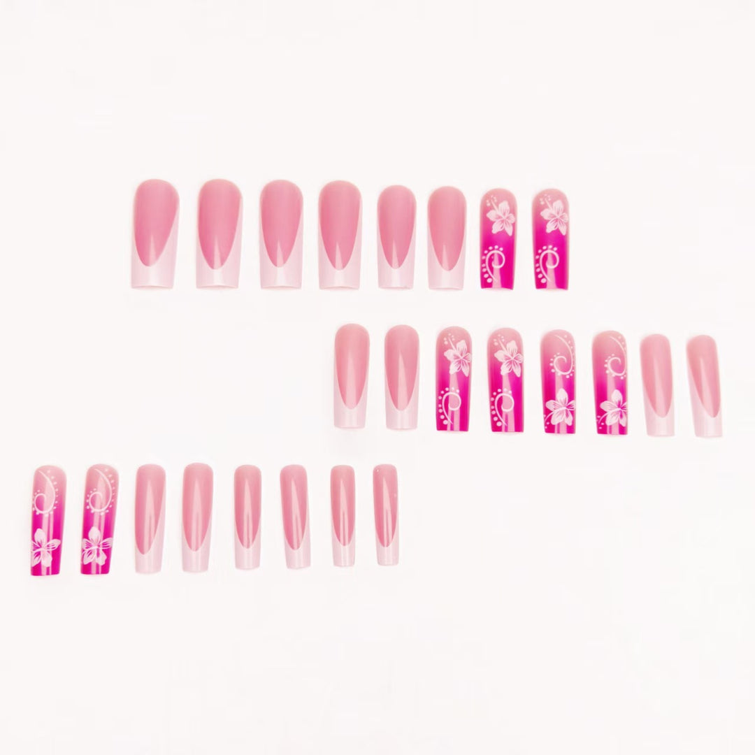 Artificial nails with floral accents and shine Stornfield