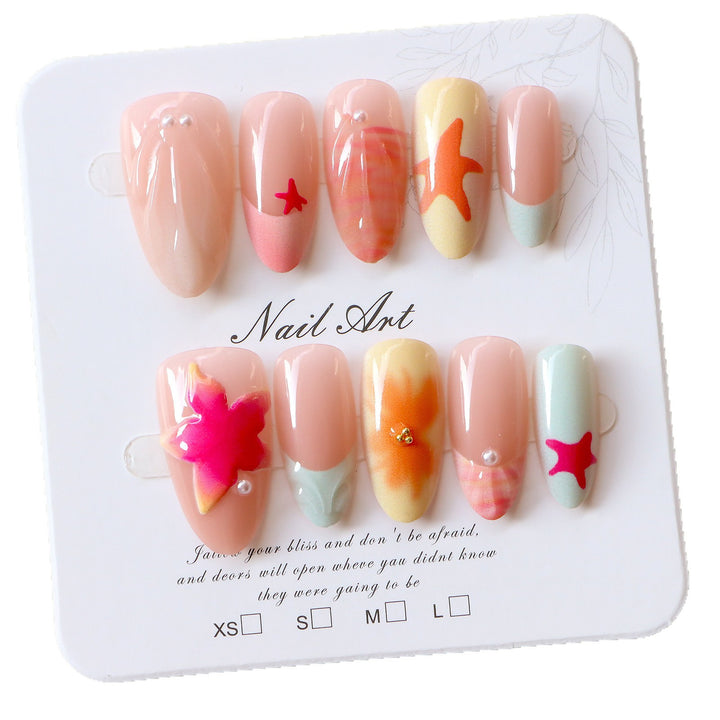 Artistic Press-On Nail Set with Tropical Theme Stornfield
