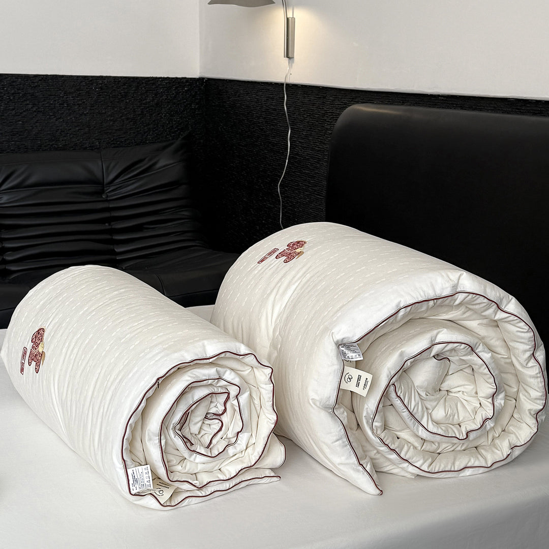All-Season Down-Alternative Quilted Duvet Comforter with Embroidered Accent