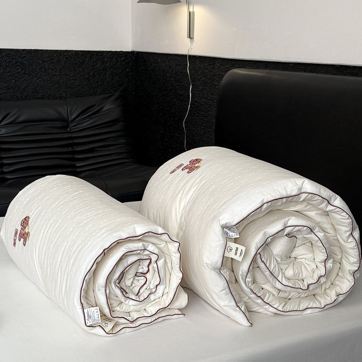 All-Season Down-Alternative Quilted Duvet Comforter with Embroidered Accent