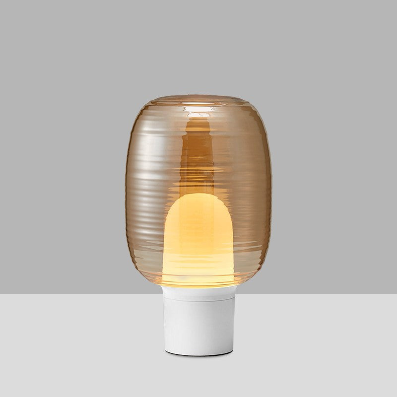 Modern Glass Table Lamp with Textured Shade