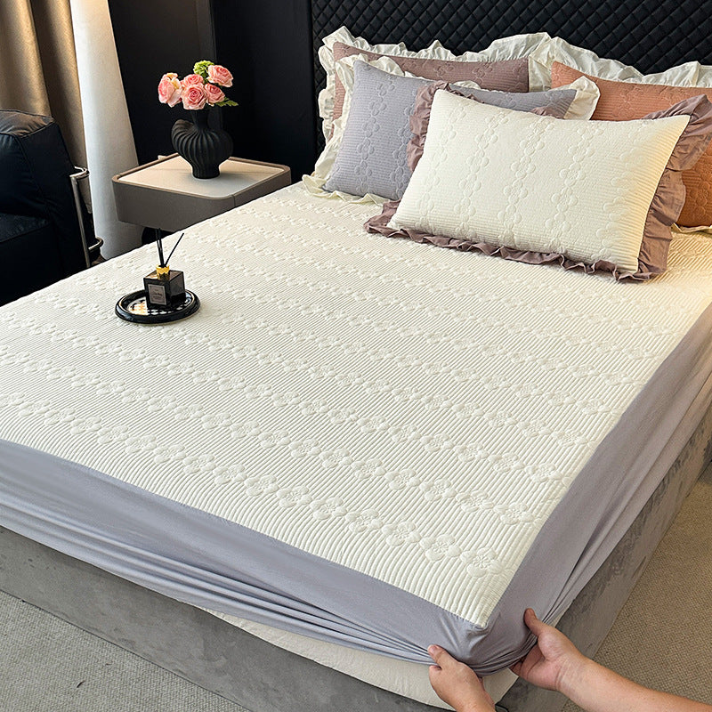 Quilted Microfiber Bedspread Set with Ruffled Pillow