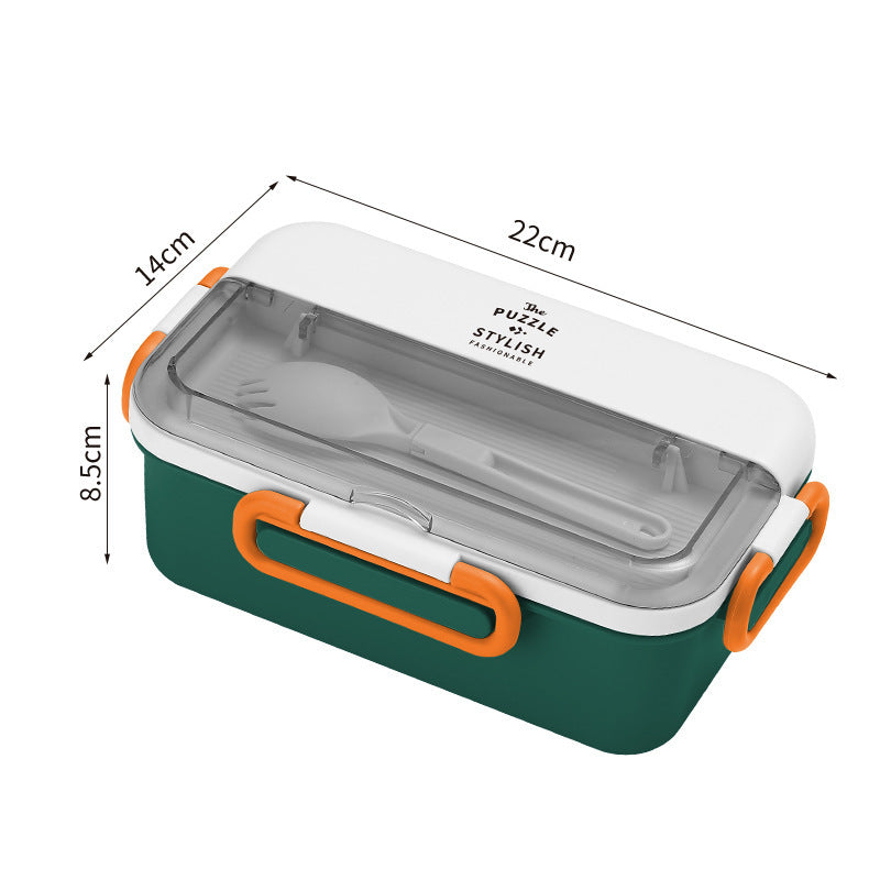 Multi-Compartment Lunch Box with Built-In Utensil Set