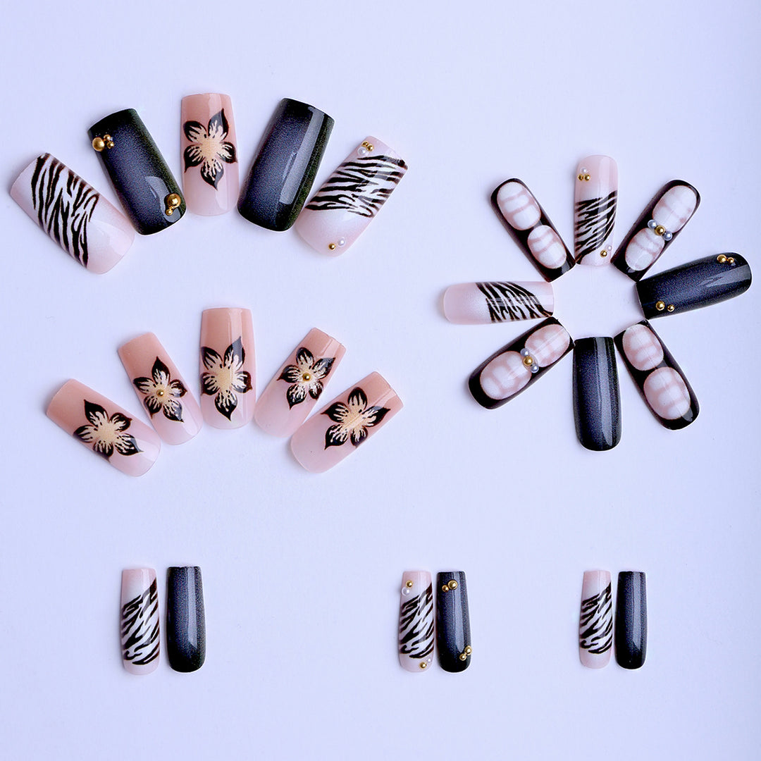 Artificial nails with exquisite floral and geometric designs Stornfield