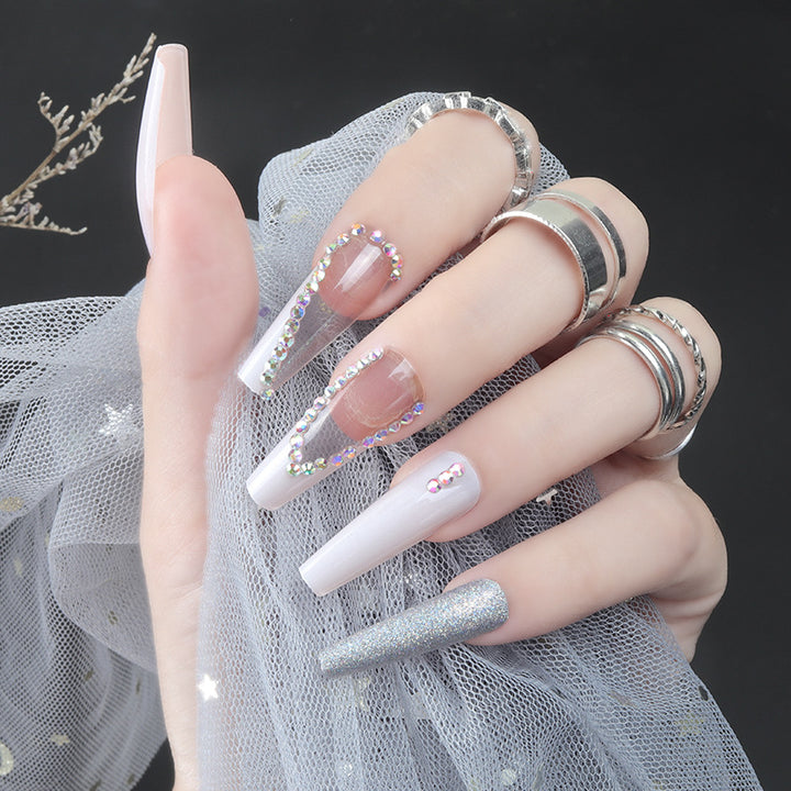 Rhinestone-Embellished Long Press-On Nails Stornfield