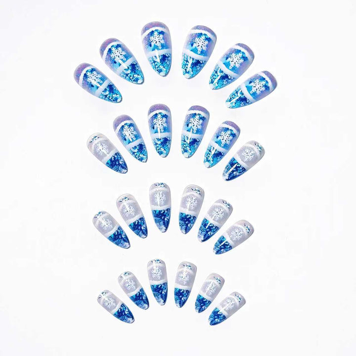 Glamorous artificial nails in winter snow crystal design Stornfield