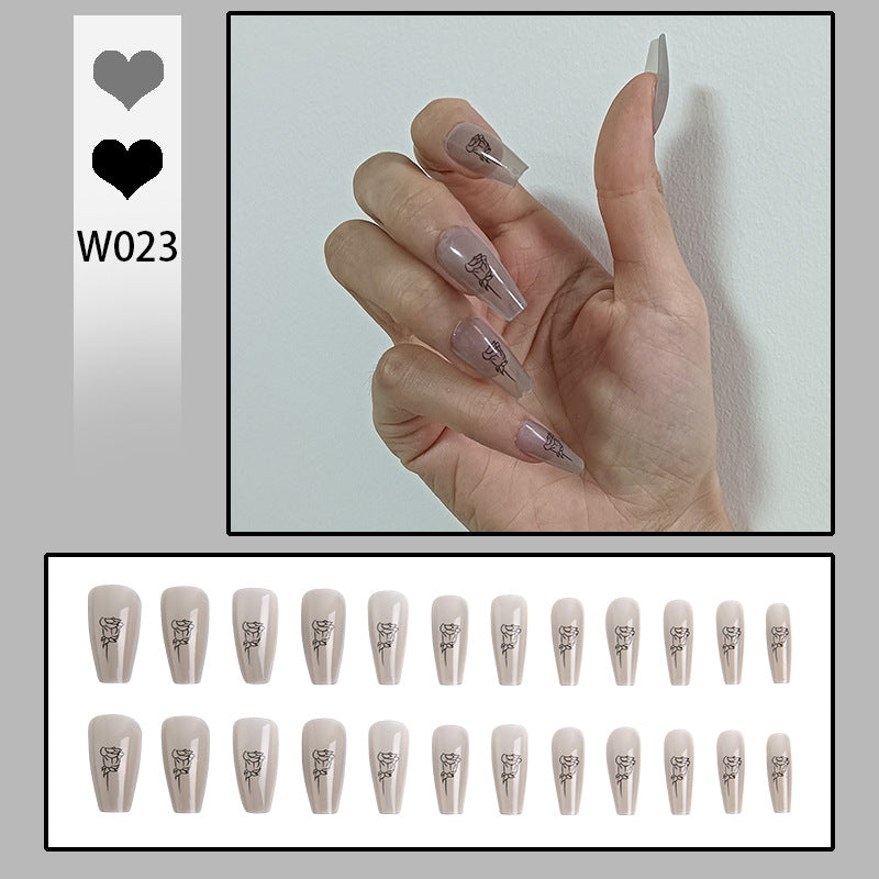 Artful Nail Tips with Rose Pattern Stornfield
