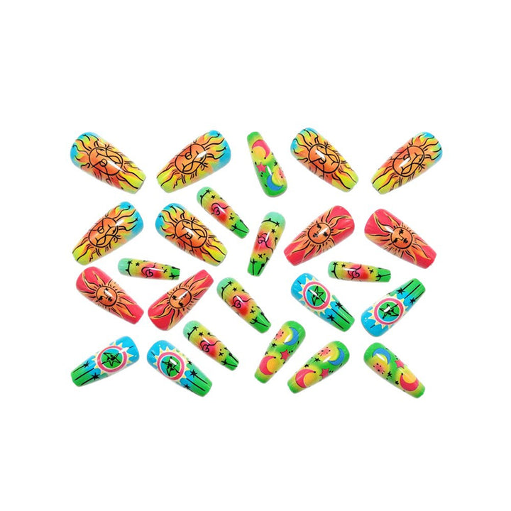 Creative neon-themed art nails with fantastic patterns Stornfield
