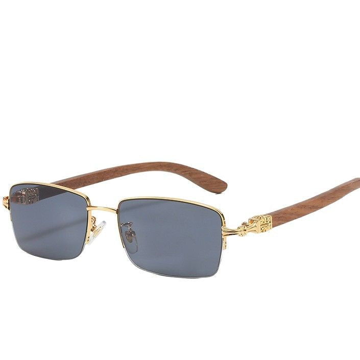 Ladies fashionable glasses with rectangular frame and high-quality wood details Stornfield