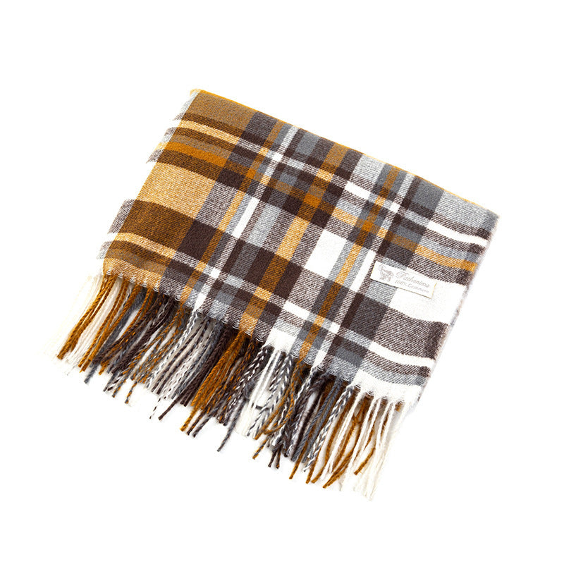 Women Plaid-Fringe Scarf made of soft material Stornfield