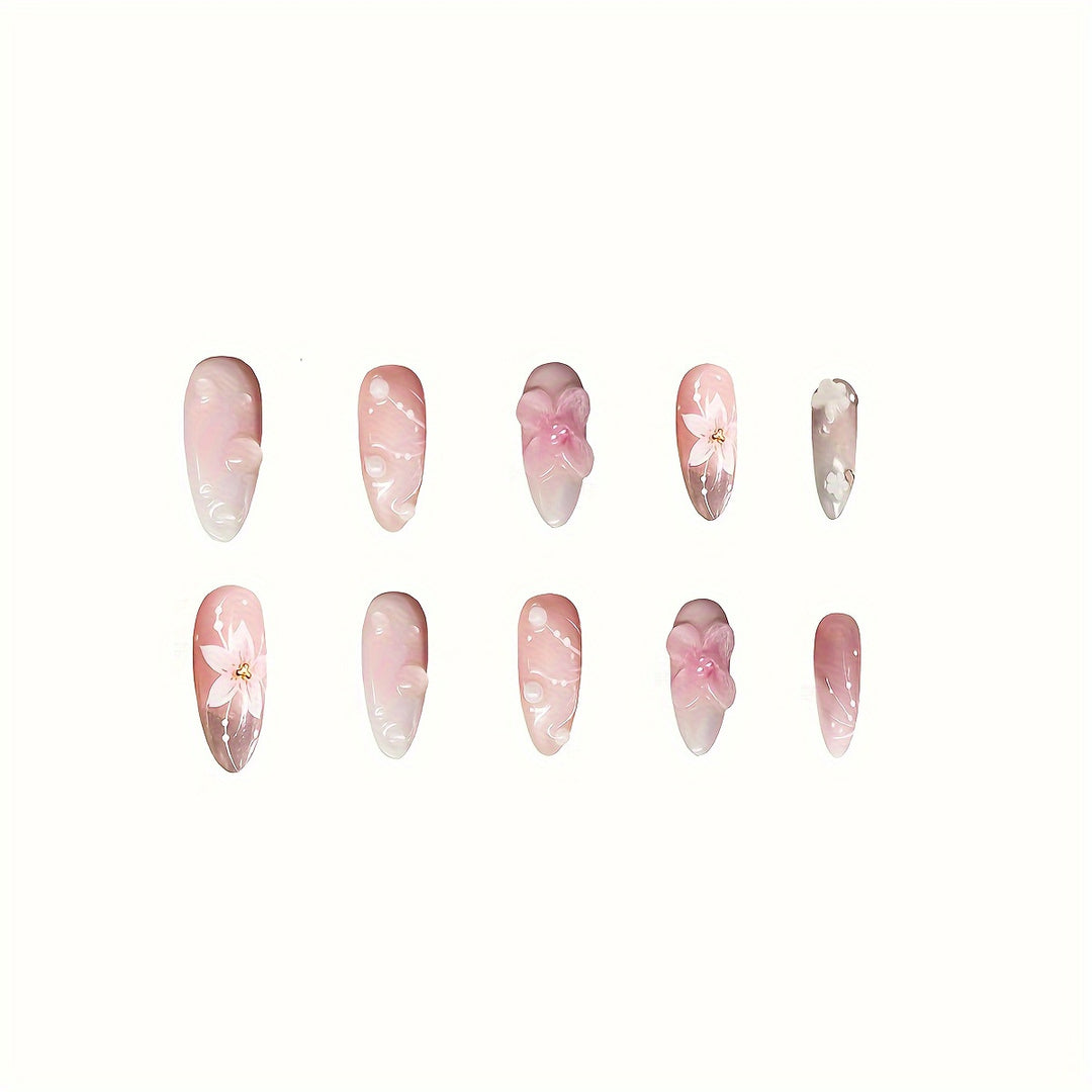 Floral-Themed Press-On Nail Art Stornfield