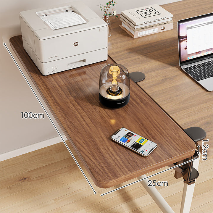 Clamp-On Adjustable Wooden Desk Side Shelf Extension with Foldable Bracket