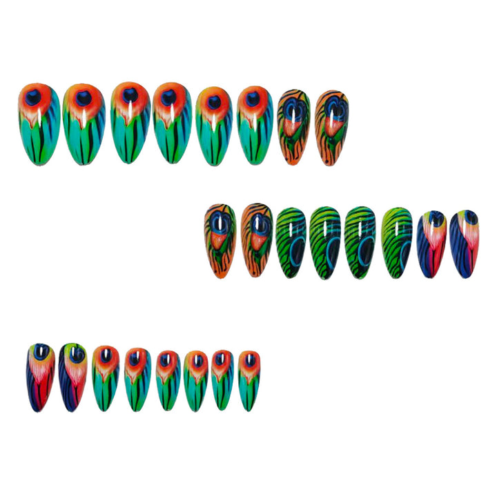 Artificial nails with artistic peacock pattern Stornfield