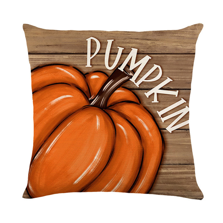 Autumn Harvest Decorative Throw Pillow Cover with Rustic Pumpkin Print