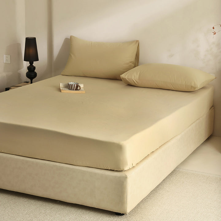 Extra deep fitted sheet with elastic all-around rubber and soft single jersey