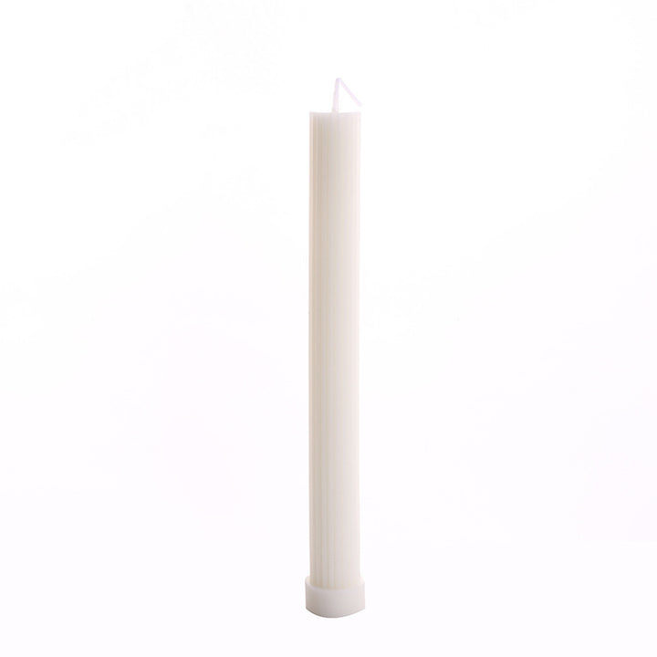 Sculptural Column Pillar Candle with Vertical Fluted Texture and Weighted Base