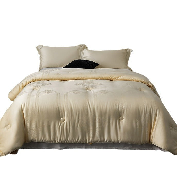 Noble quilted blanket with fine jacquard relief and button tufting