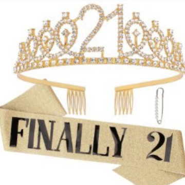Women Crystal-Embellished Birthday Crown with Personalized Sash Stornfield