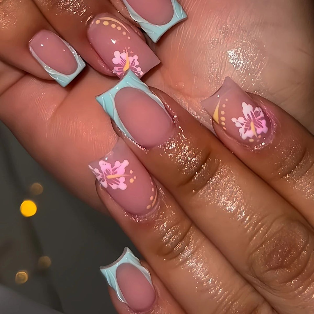 Elegant Floral Acrylic Nail Design Enhancements Stornfield