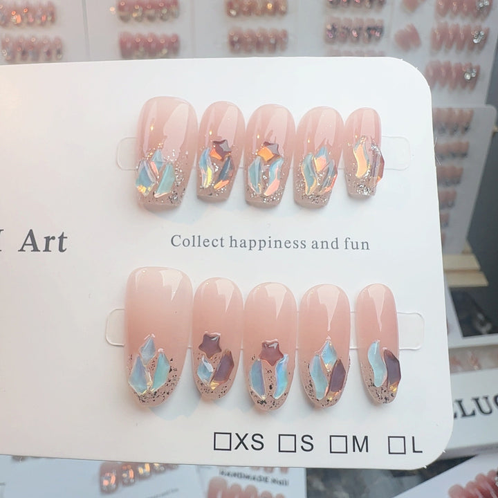 Elegant Crystal-Embellished Press-On Nail Set Stornfield