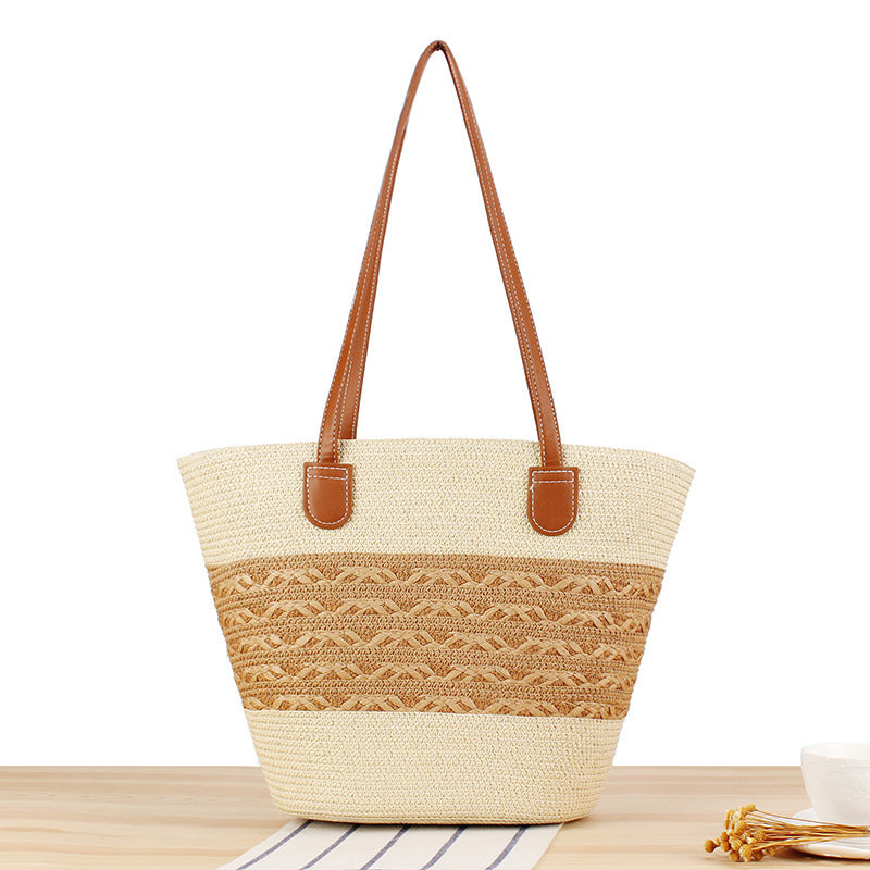 Elegant Straw Bag with Attractive Leather Handles Stornfield