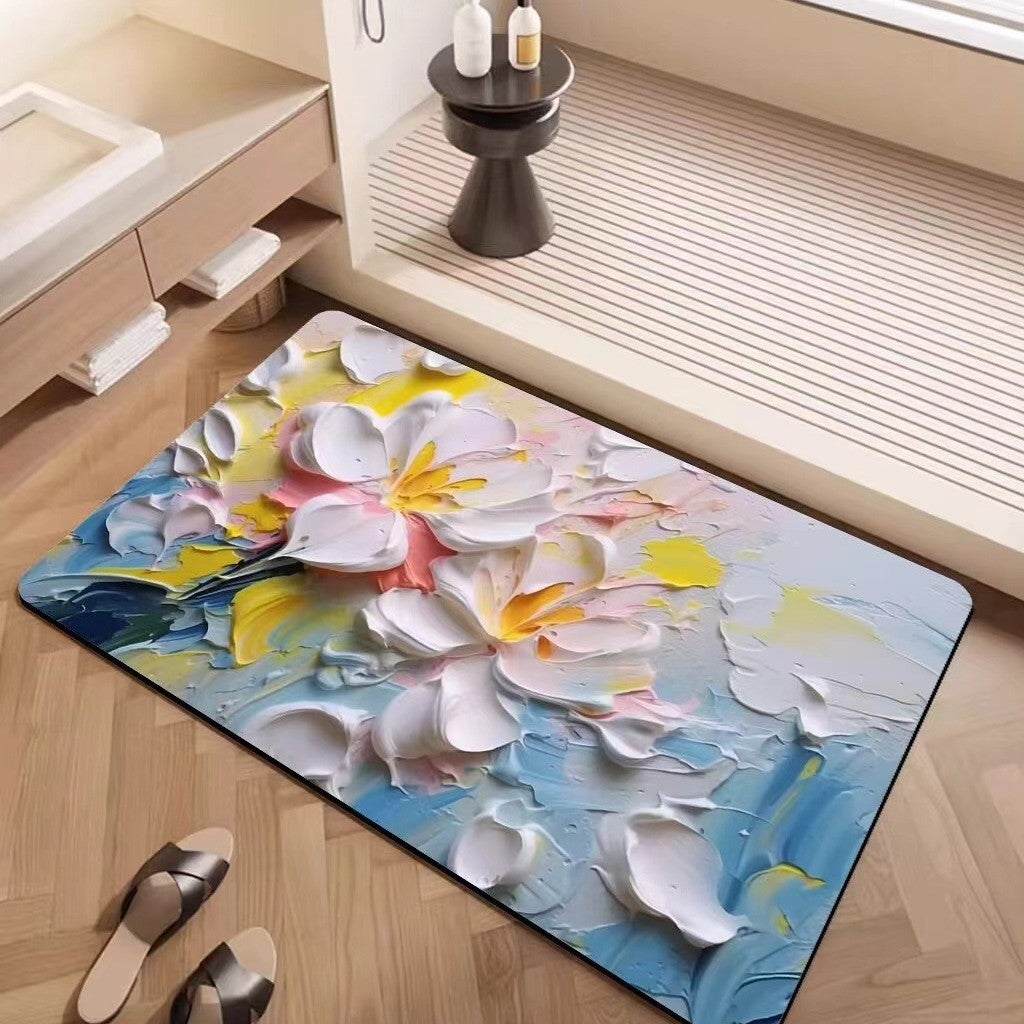 Luxury Textured Floral Bath Mat Stornfield