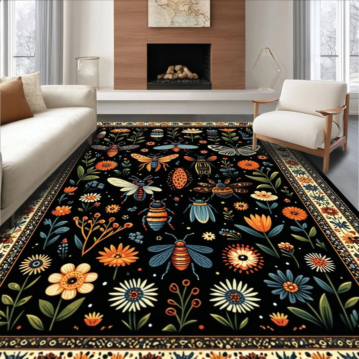 Plush Cherry-Patterned Area Rug