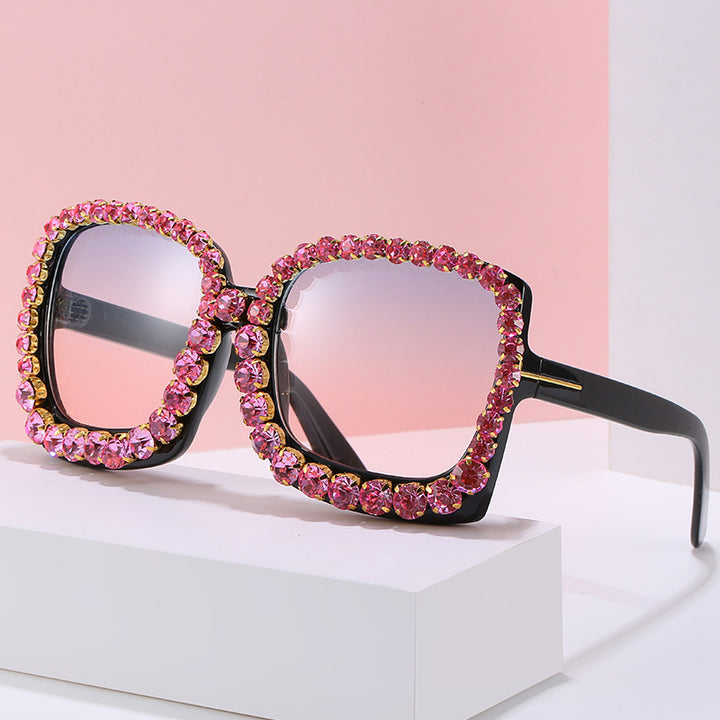 Glamorous Rhinestone-Embellished Oversized Sunglasses Stornfield