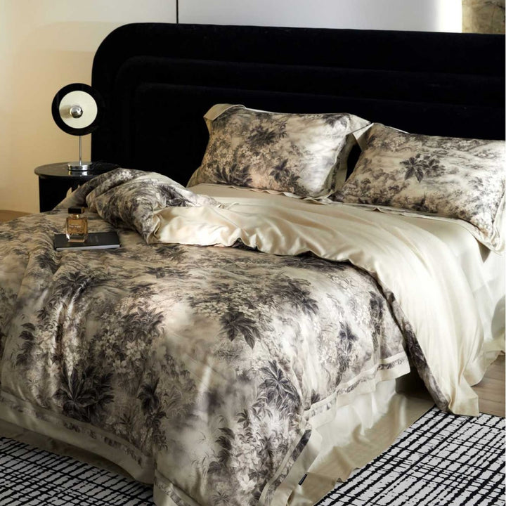 Luxury Floral Satin Duvet Cover Set with Pillowcases